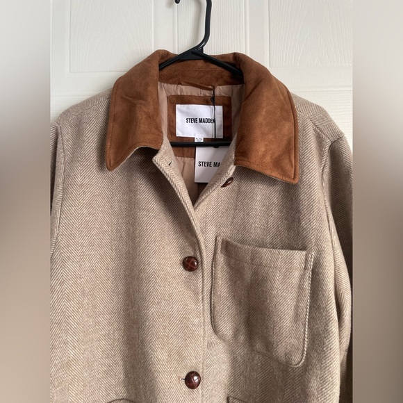 Steve Madden Tan Utility Barn Jacket XL Quiet Luxury Neutral Minimalist - Picture 2 of 15
